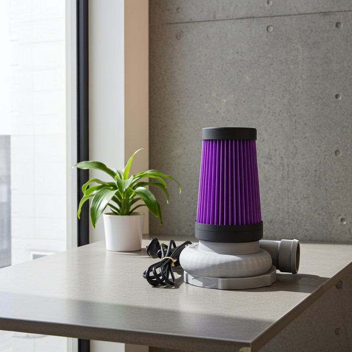 Turbo-Laderlampe mit lila Luftfilter