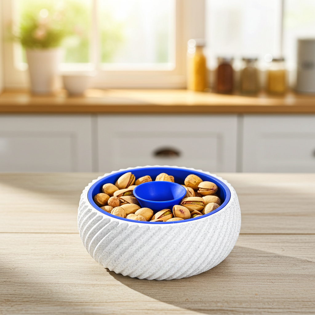Snack-Schale mit Abfallfach für Erdnüsse, Pistazien, etc.